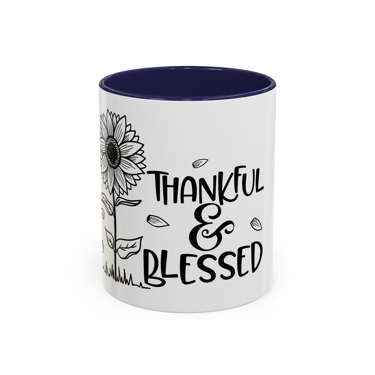 Thankful & Blessed Sunflower Accent Coffee Mug