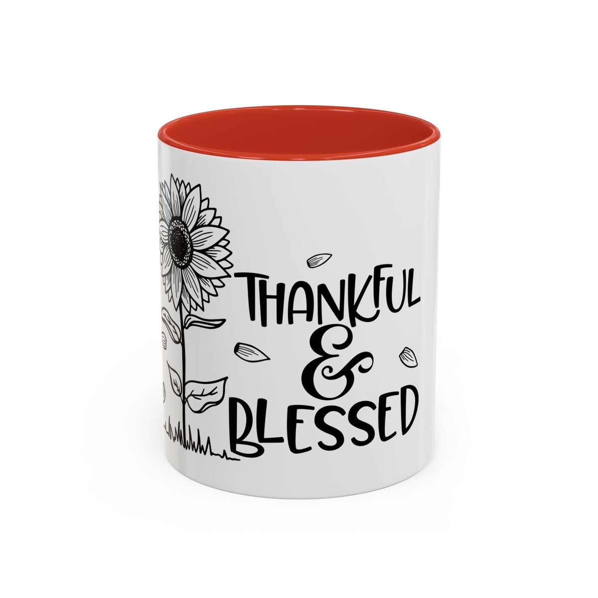 Thankful & Blessed Sunflower Accent Coffee Mug