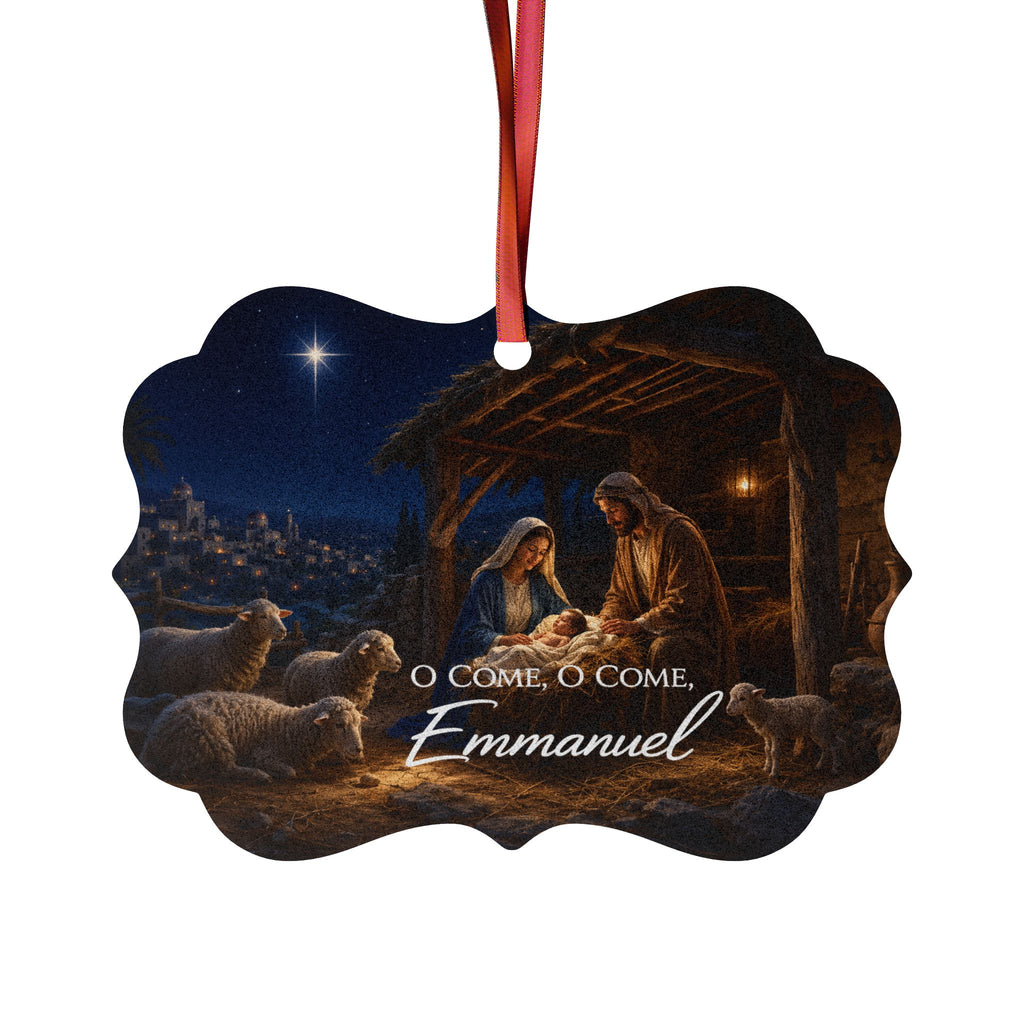 O Come Emmanuel Nativity Scene Ornament | Aluminum Christmas Ornament