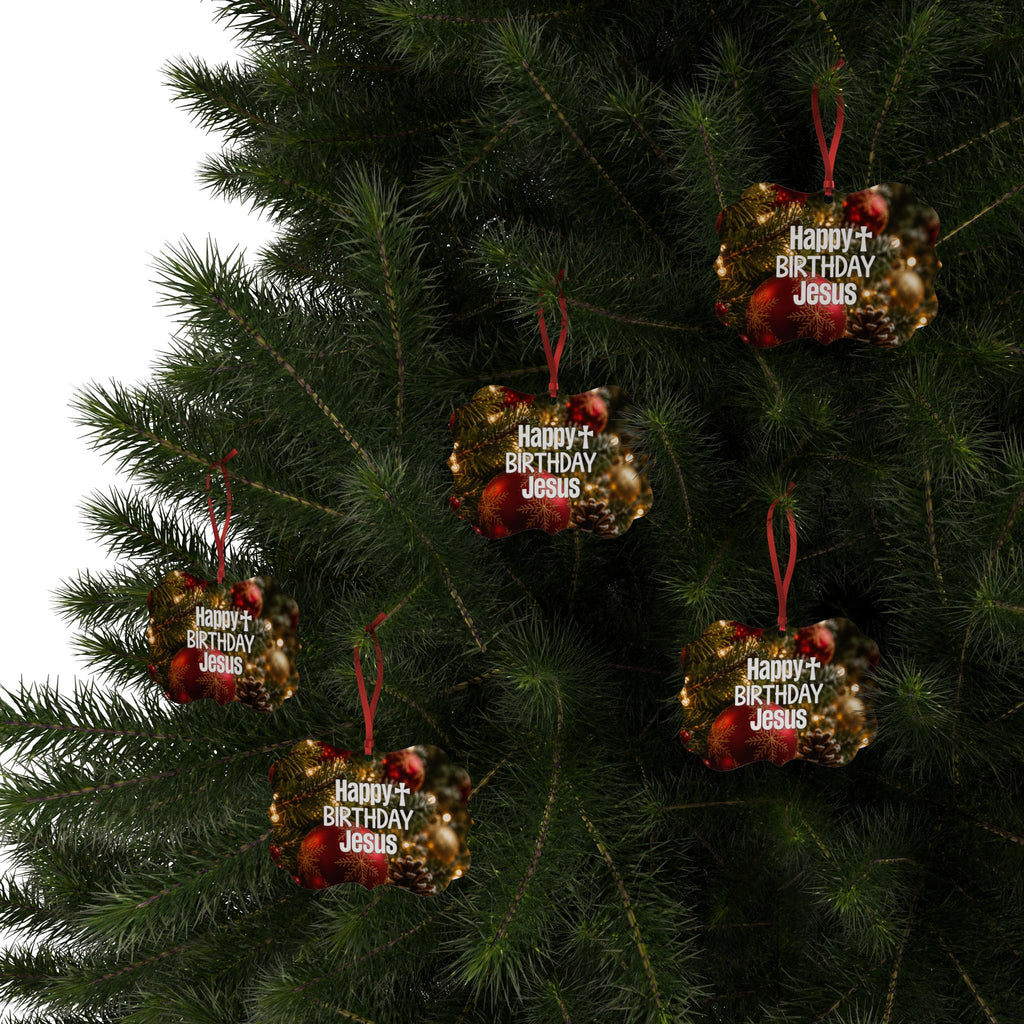 Happy Birthday Jesus Aluminum Ornament | Christmas Tree Decoration