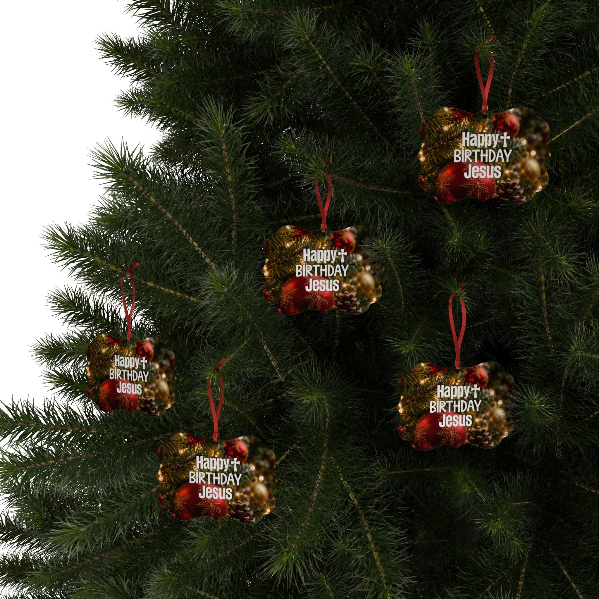 Happy Birthday Jesus Aluminum Ornament | Christmas Tree Decoration
