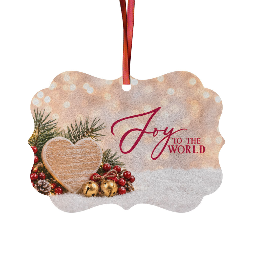 Joy to the World Christmas heart design Ornament | Aluminum ornament