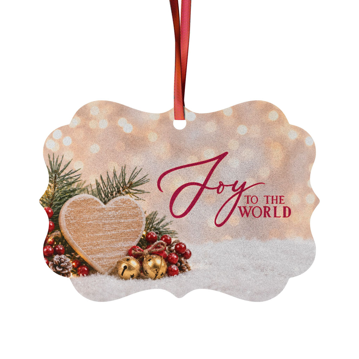 Joy to the World Christmas heart design Ornament | Aluminum ornament