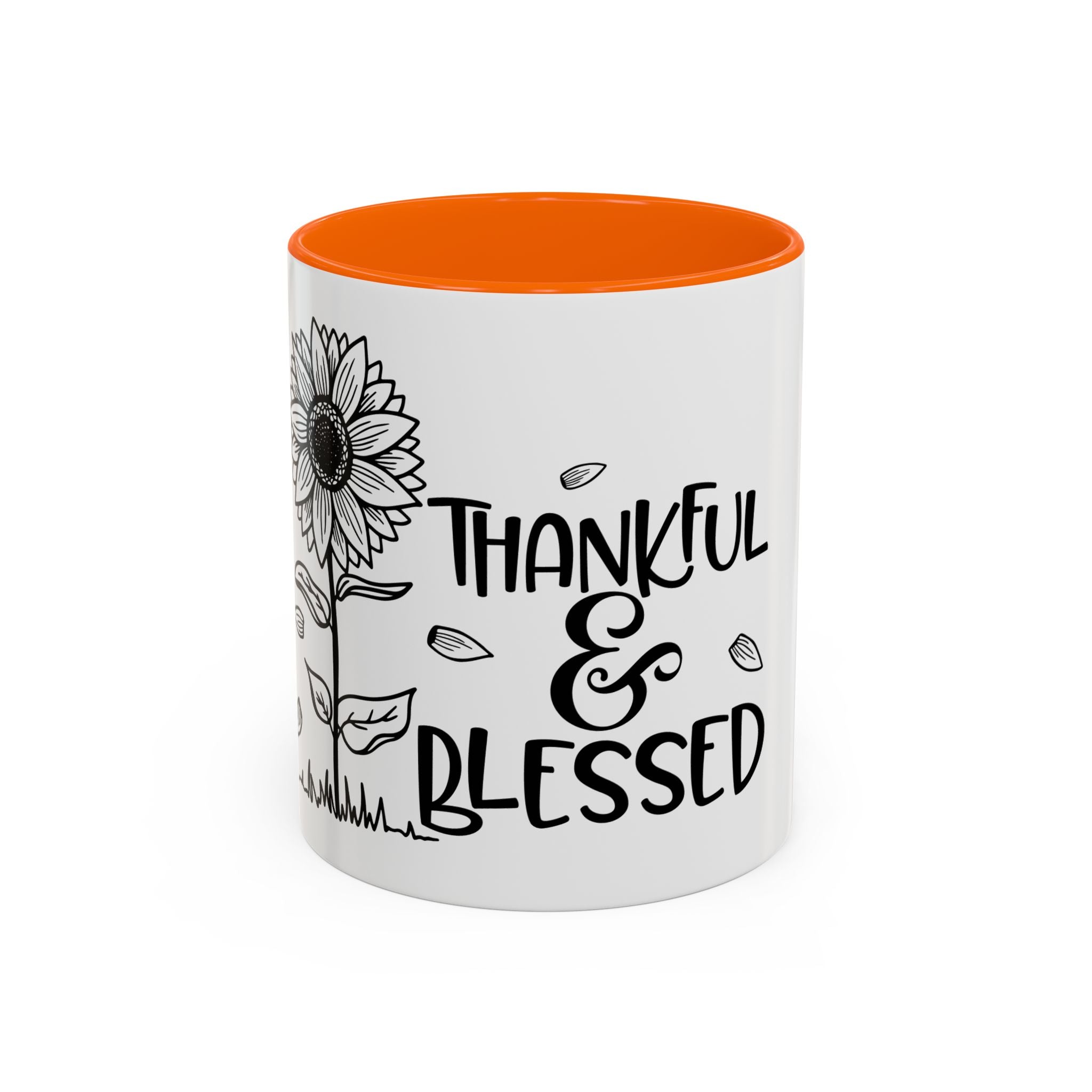 Thankful & Blessed Sunflower Accent Coffee Mug