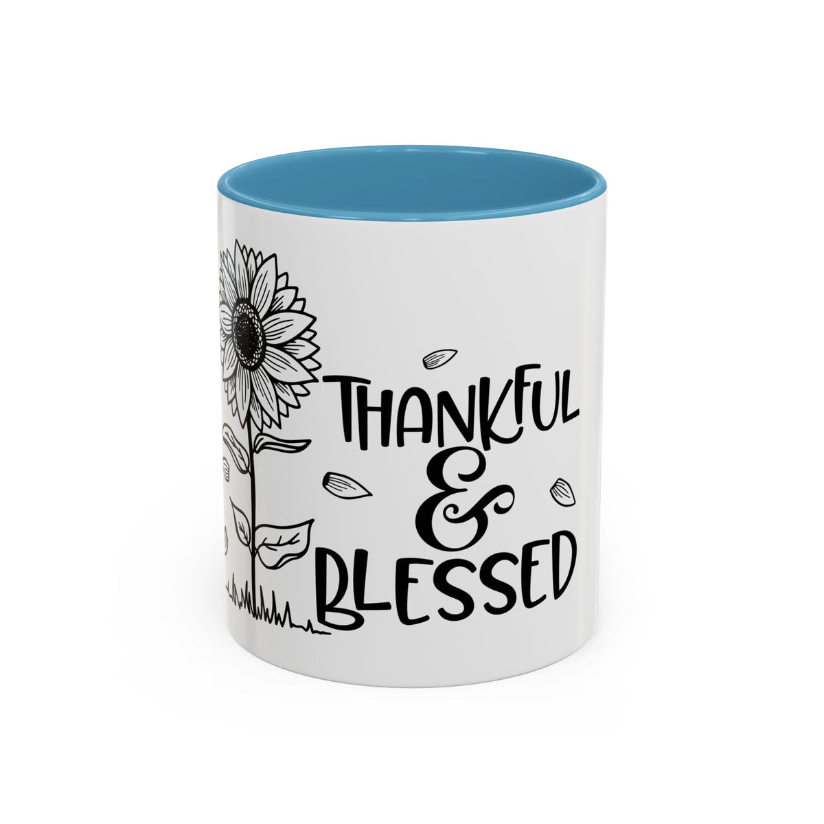 Thankful & Blessed Sunflower Accent Coffee Mug