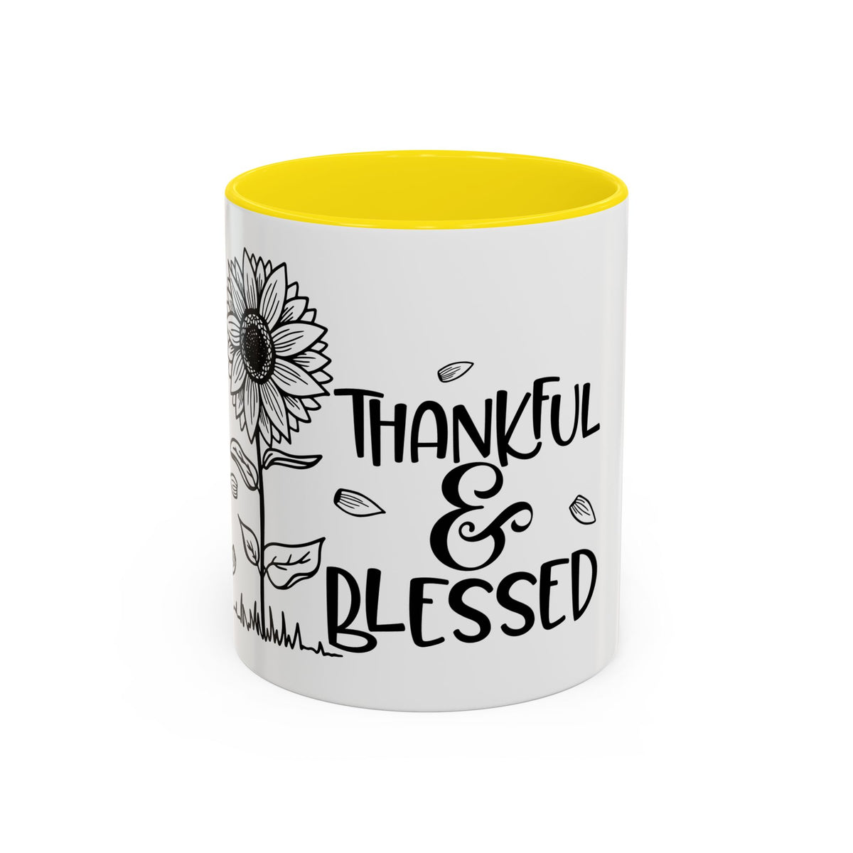 Thankful & Blessed Sunflower Accent Coffee Mug