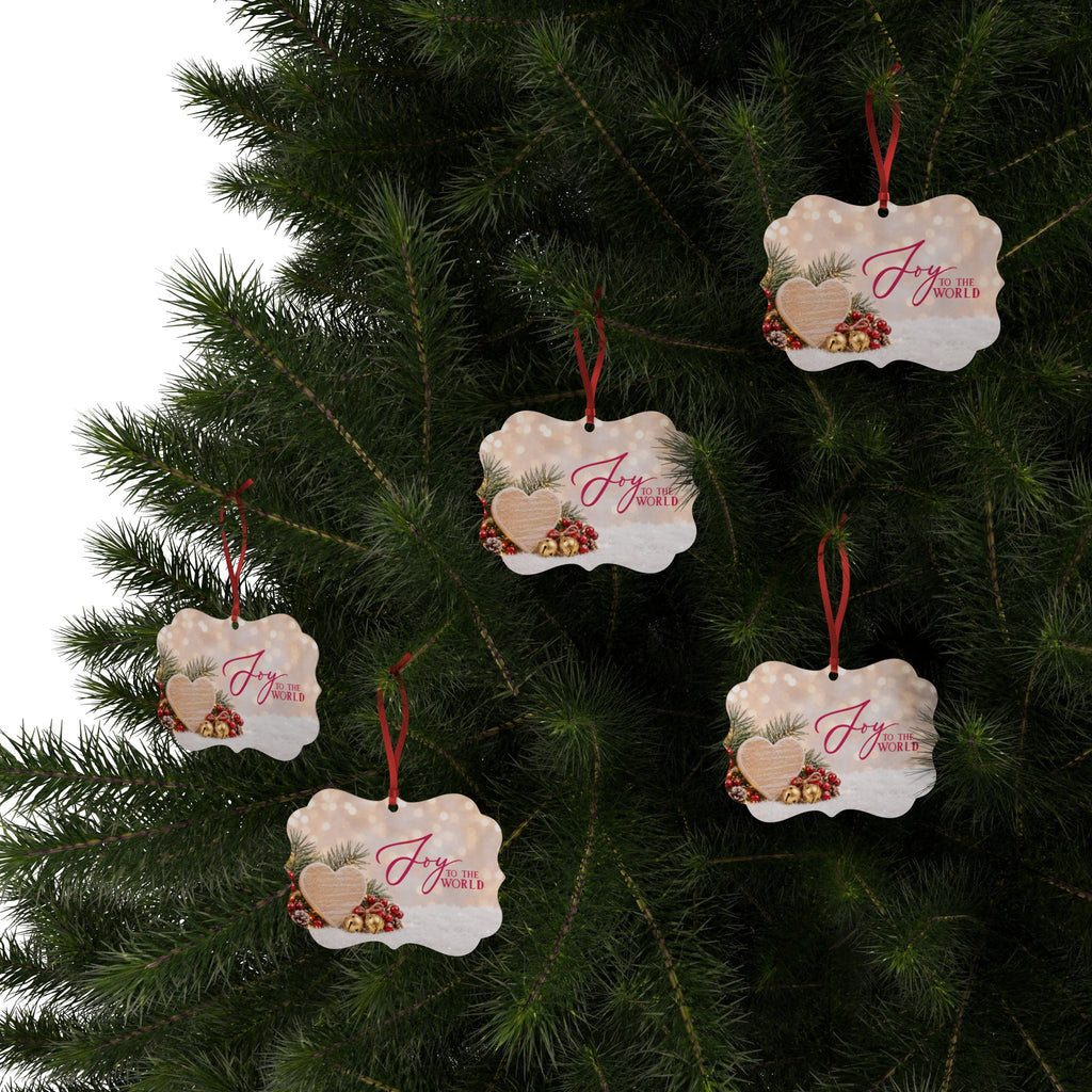 Joy to the World Christmas heart design Ornament | Aluminum ornament