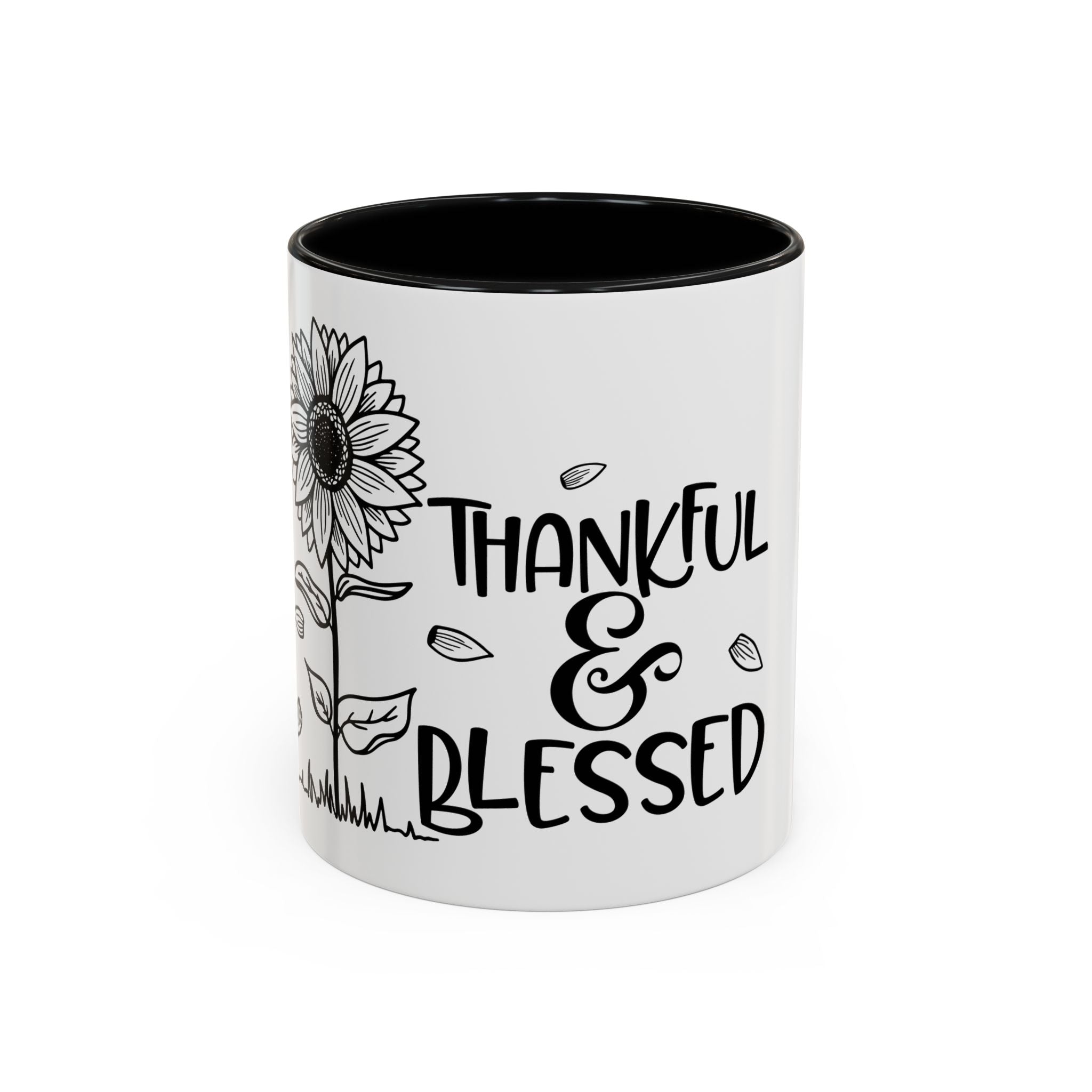 Thankful & Blessed Sunflower Accent Coffee Mug