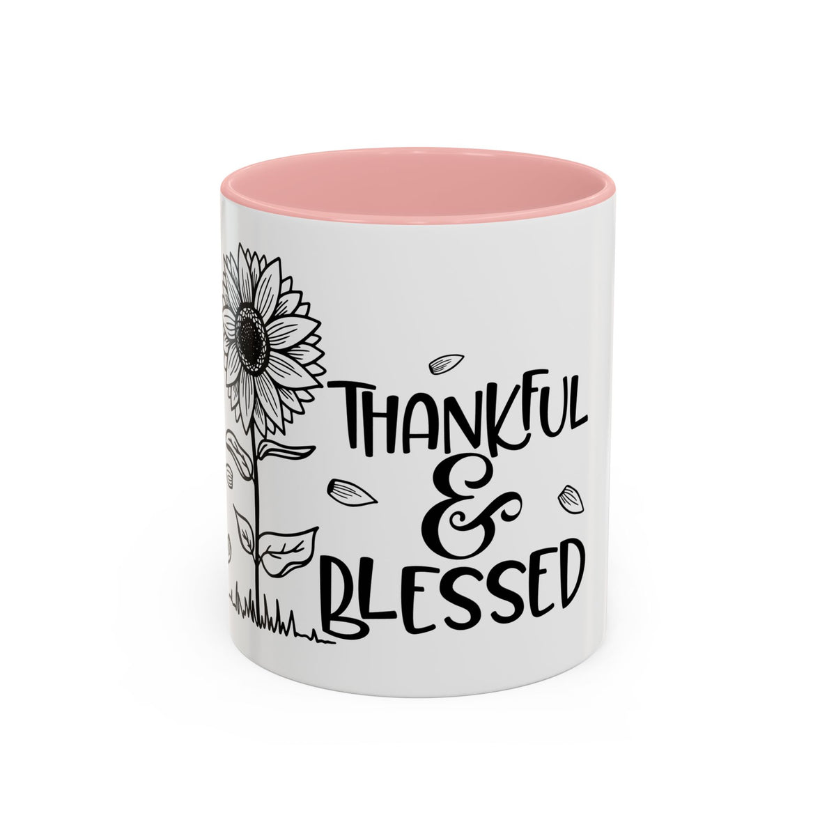 Thankful & Blessed Sunflower Accent Coffee Mug