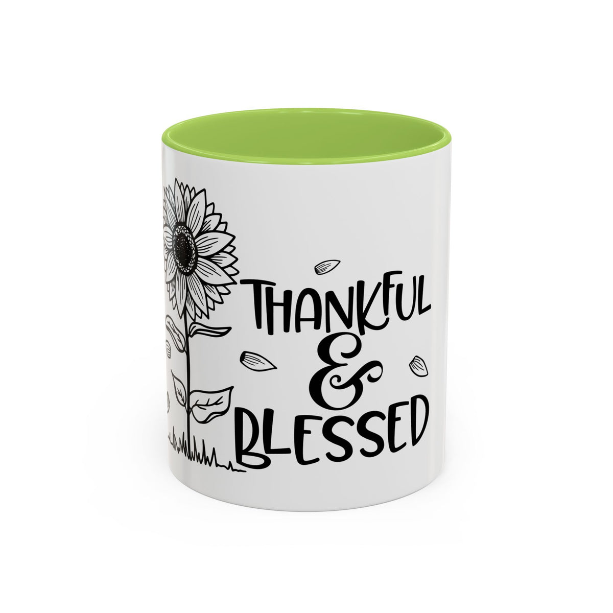 Thankful & Blessed Sunflower Accent Coffee Mug